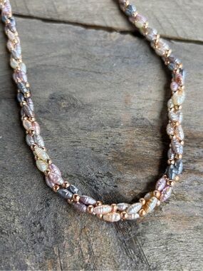 Multi-Tone Pearl Beaded Women's Necklace - Rose Gold & Cream